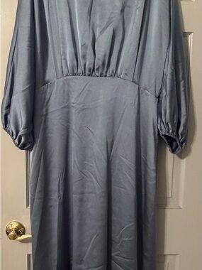 Women's Slate Blue long Dress with Balloon Sleeves